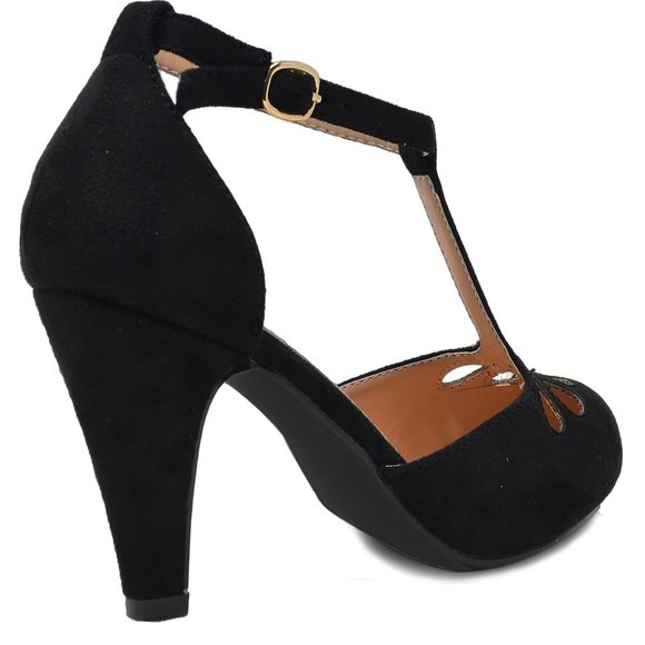 Chase & Chloe WOMEN T-STRAP TEAR DROP VINTAGE HEEL - Picture 4 of 5